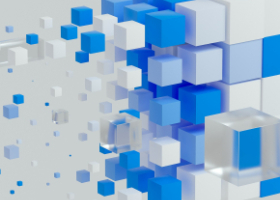 cubes bleus flottants